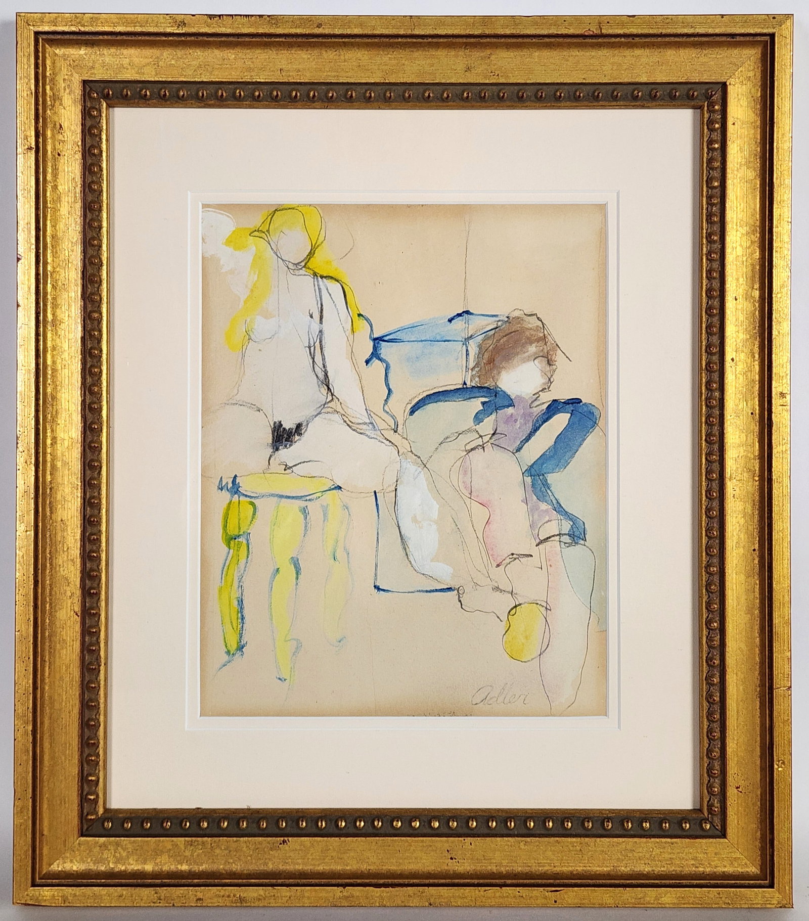 Yankel Adler (Polish, 1895-1945) Figurative Study, Signed Adler lower right, Watercolor and pencil (1 of 6)