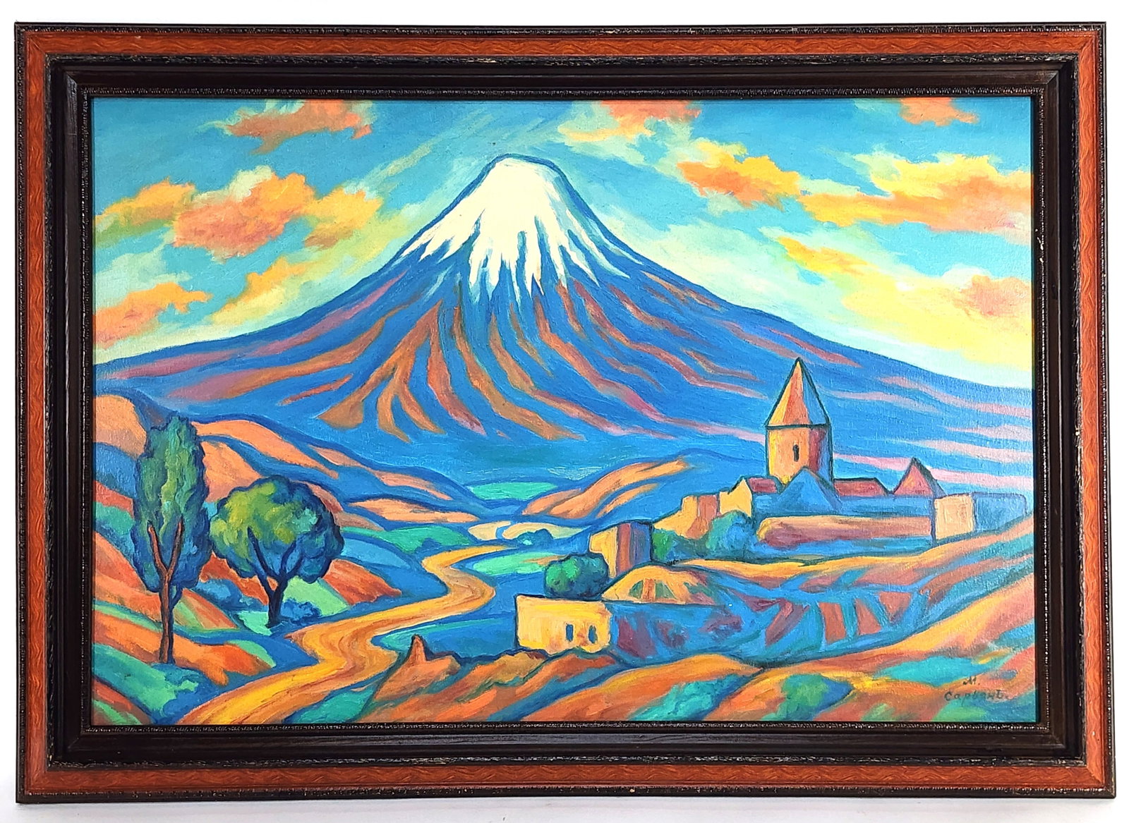 Martiros Saryan (Armenian, 1880-1972) Attributed to, Signed lower right, Oil on canvas, 24" x 36",: Martiros Saryan (Armenian, 1880-1972) Attributed to, Signed lower right, Oil on canvas, 24" x 36", Framed-29 1/2" x 41 1/4"