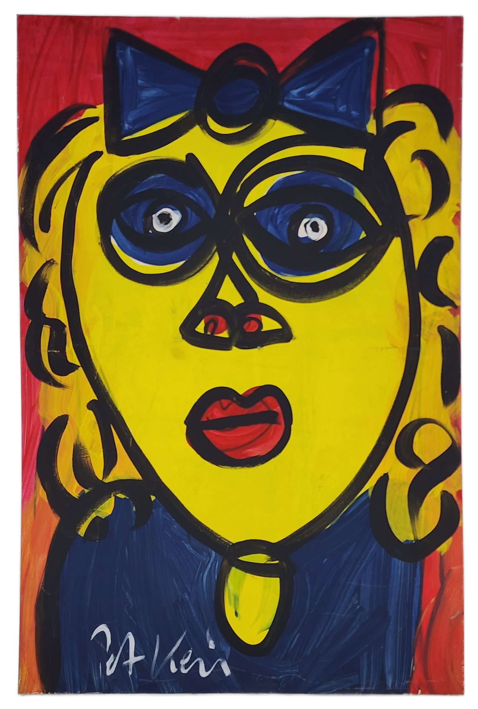 Peter Keil (German, b. 1942) Girl's Face, Signed lower left, Acrylic on canvas, 35" x 23", unframed (1 of 3)