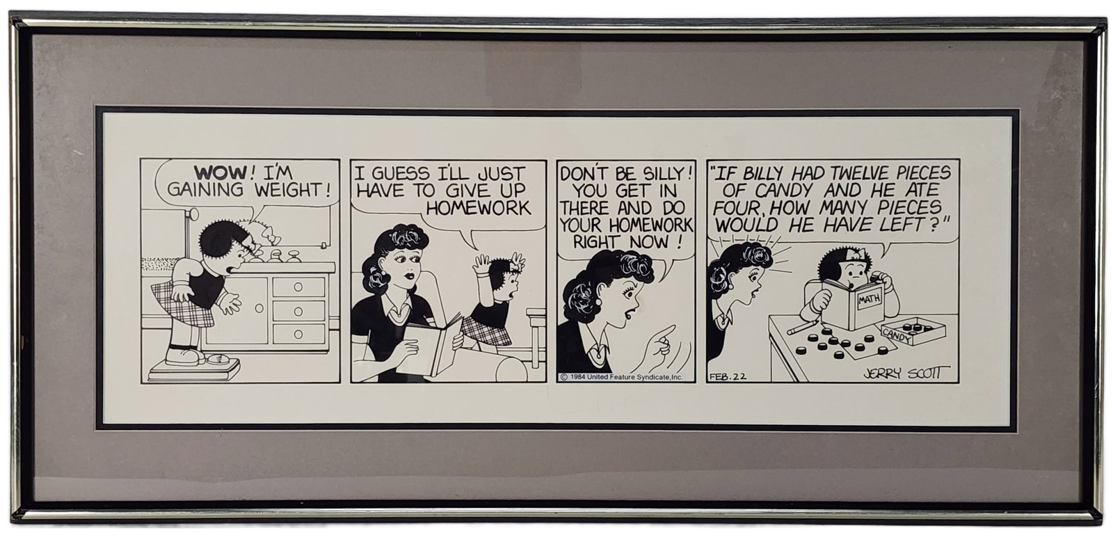 Jerry Scott (American, b. 1955) Lil Nancy Comic Strip, copyright1984 United Feature Syndicate, (1 of 6)