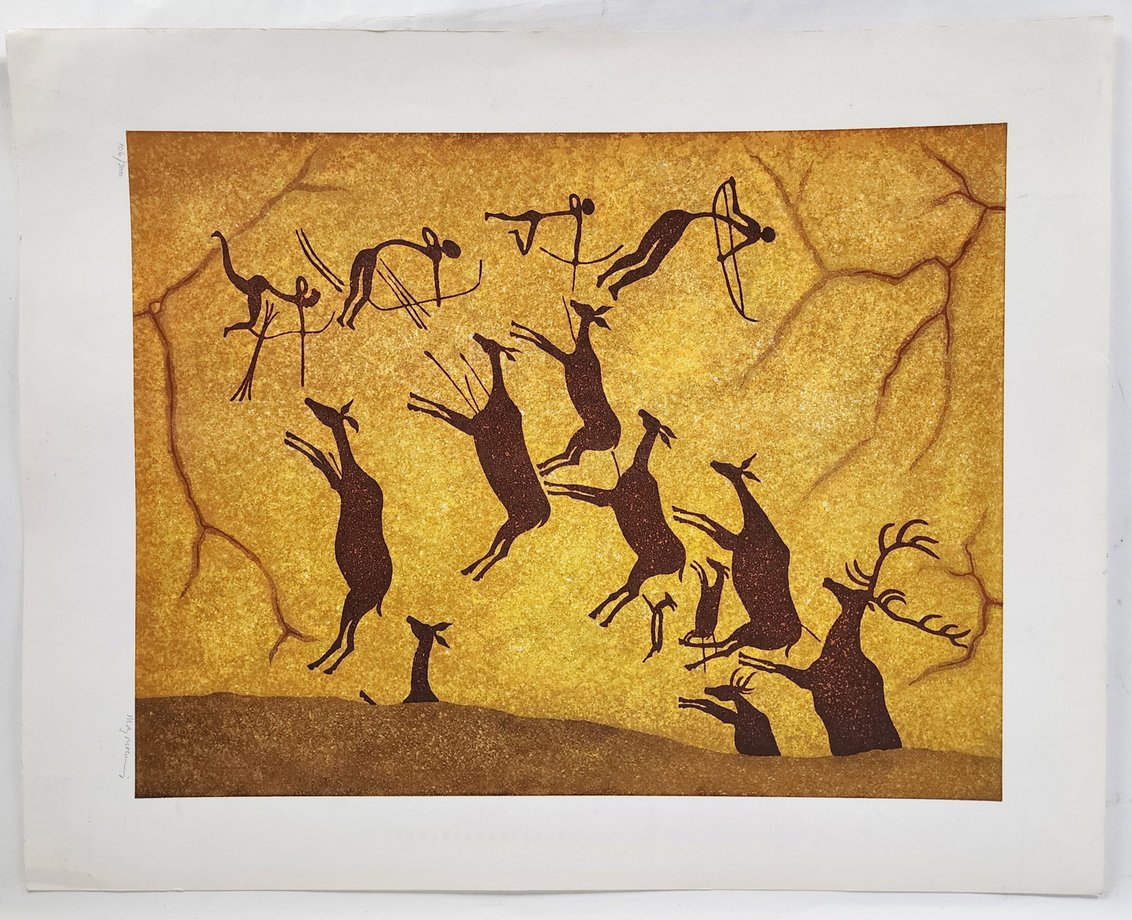 A 20th Century Serigraph, Indian Cave Paintings, Signed illegibly and numbered 106/300 in pencil, (1 of 4)