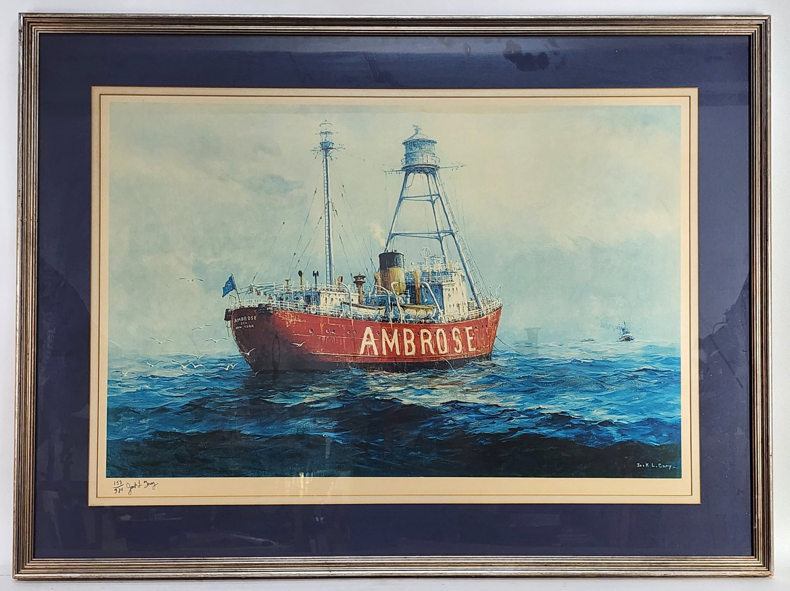 Jack Gray (American, 1927-1981) Ambrose, Color Print, Signed and numbered 153/380 in pencil in the: Jack Gray (American, 1927-1981) Ambrose, Color Print, Signed and numbered 153/380 in pencil in the lower margin, Sight-25 1/4" x 37 1/4", Framed-35 1/4" x 47 1/4"