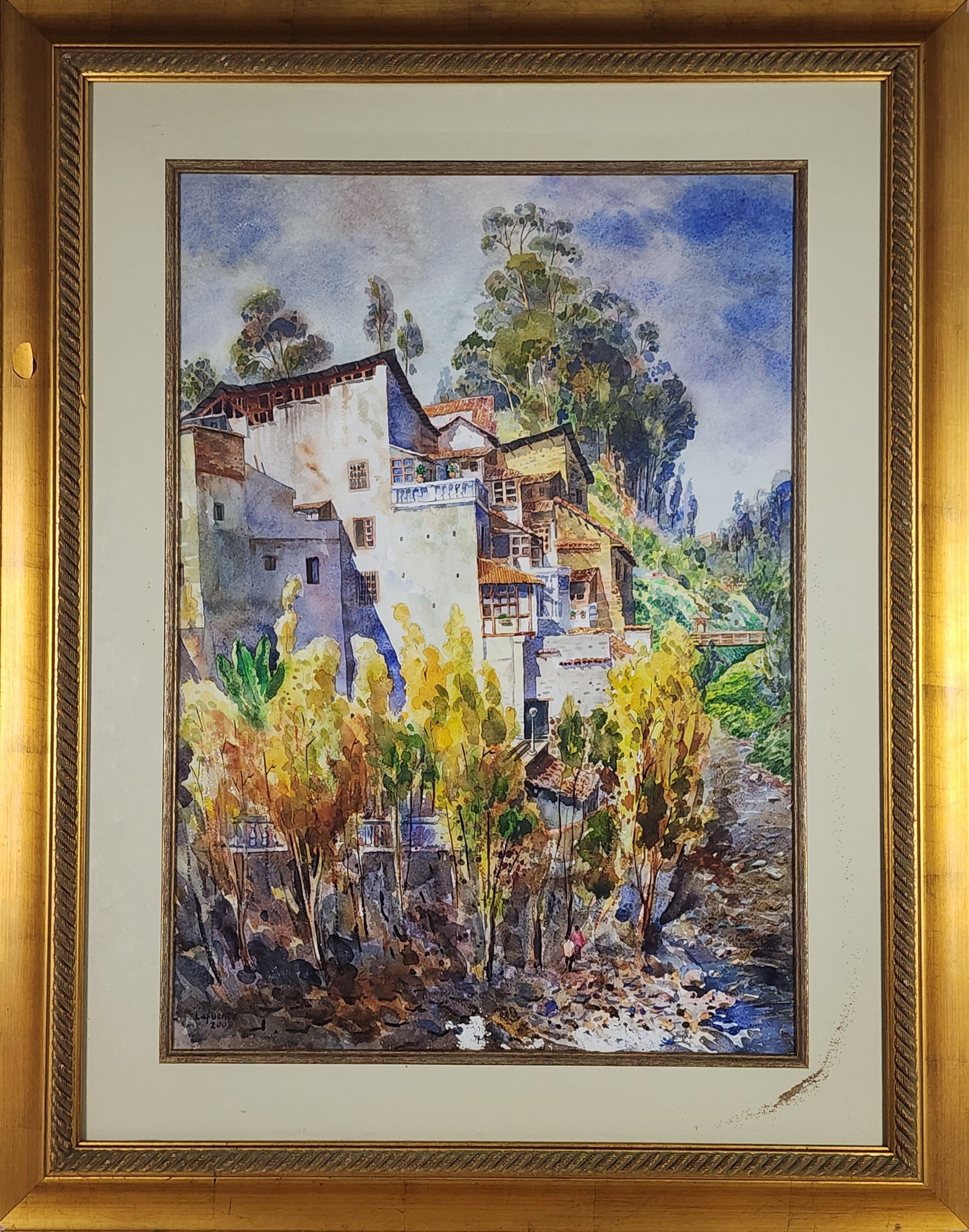A Spanish School 21st Century Watercolor on Paper, Signed La Fuente and dated 2009, possibly: A Spanish School 21st Century Watercolor on Paper, Signed La Fuente and dated 2009, possibly Vincente Garcia Fuente, Sight-27" x 19", Framed-37 3/4" x 30"
