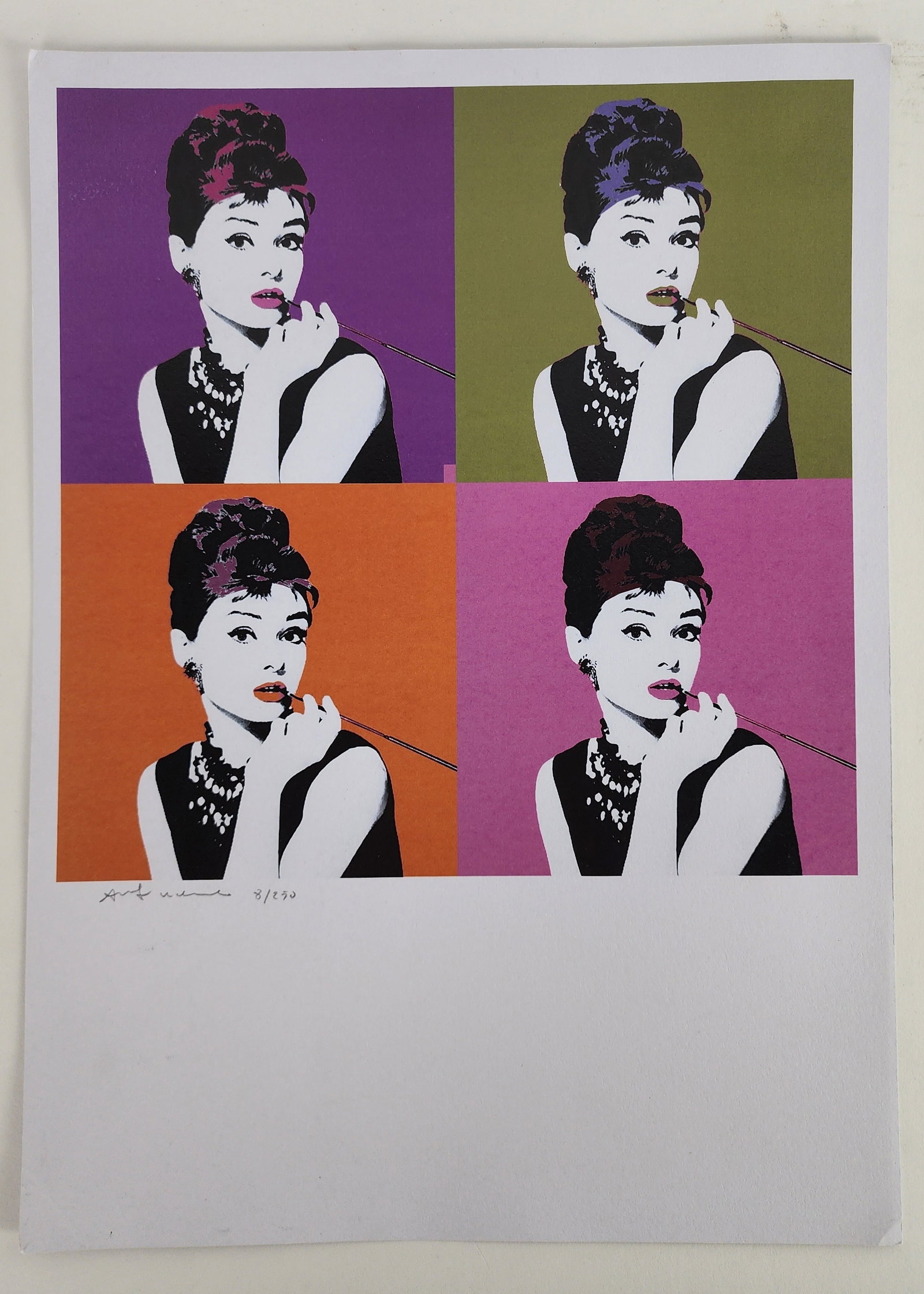 Andy Warhol (American, 1942-1988) After, Color Print of Audrey Hepburn, 17 1/4" x 12 1/2", loose and (1 of 4)