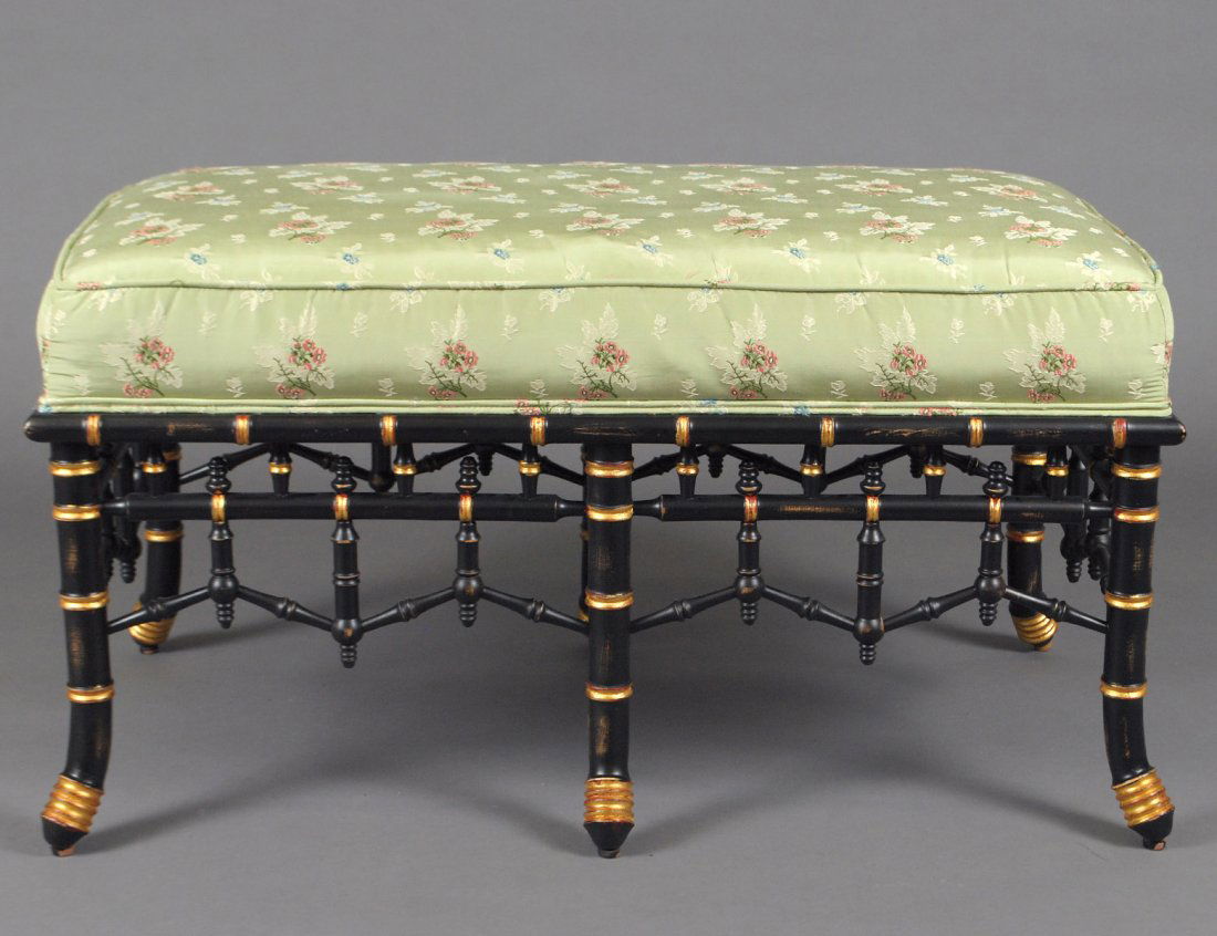 Black And Gold Painted Faux Bamboo Bench Aug 12 2013 Agopb In Fl