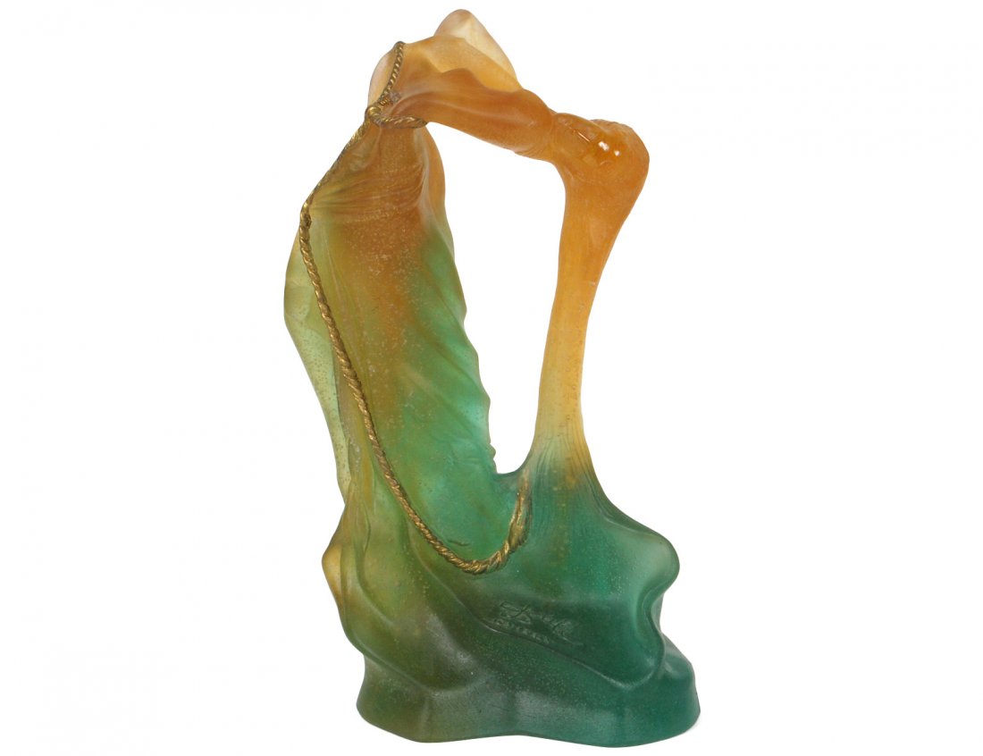 DAUM PATE DE VERRE GLASS "VENUS DE MILO HYSTERIQUE": French. Designed by Salvador Dali 1983. Signed in relief. Molded Daum, France and No. 180/300. Height 14". (2500/3000) Accompanied by a Certificate of Authenticity.