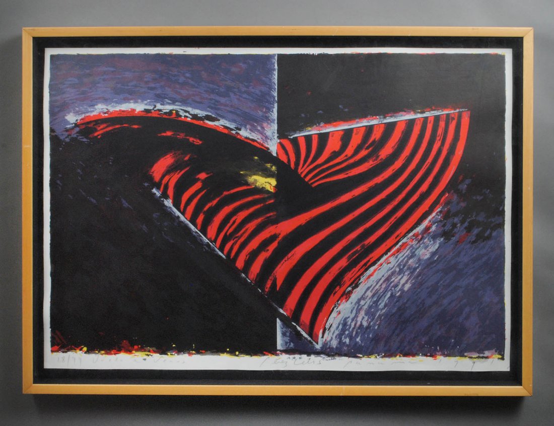 PEREZ CELIS (Argentinean. 1939-2008): "Vuelo a Venus". Signed, titled, dated 1991, inscribed "Panama" and numbered 18/99 in pencil lower margin. Serigraph. Sheet measuring 28" by 39 1/2". Wood frame, under Plexiglas. (Cond: good) (400/600