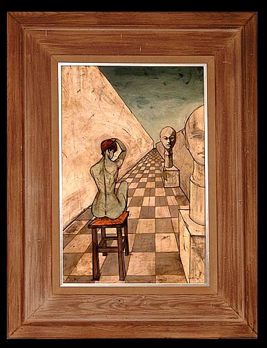 Charles Levier French (b1920- ) O/C: Charles Levier French (b1920- ) Oil On Canvas "Nude Lady On a Chair With Sculpture" Signed Lower Right. Measures 36 Inches by 24 Inches. Artists Original Label En Verso. We Cannot Ship This Item Becau