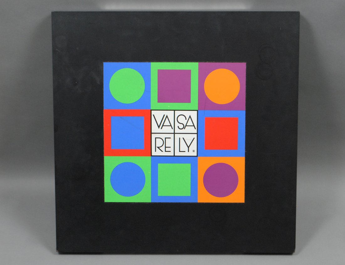 VICTOR VASARELY (Hungarian/French. 1908-1997): "Planetary Folklore Participation No 1". Circa 1969. Signed on label en verso, Box Number 388, copyright by Victor Vasarely and William Wise, Paris, in collaboration with Editions Denise Rene. Compris