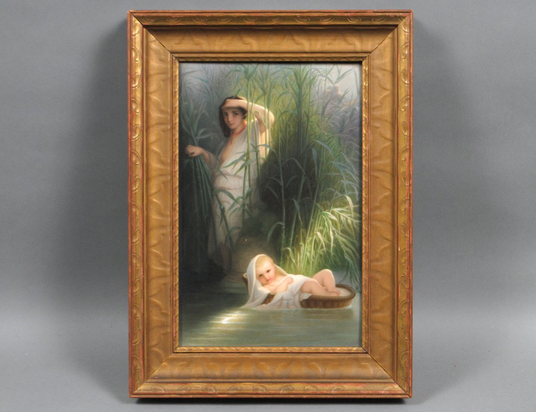 FINE KPM PORCELAIN PLAQUE "MOSES": German. Late 19th Century. Impressed KPM and scepter mark. Measuring 12" by 9 3/4". Framed. (4000/5000) Note: This lot is being re-offered for sale due to the fact that Anar Ashirov of 229 E. Bellevue