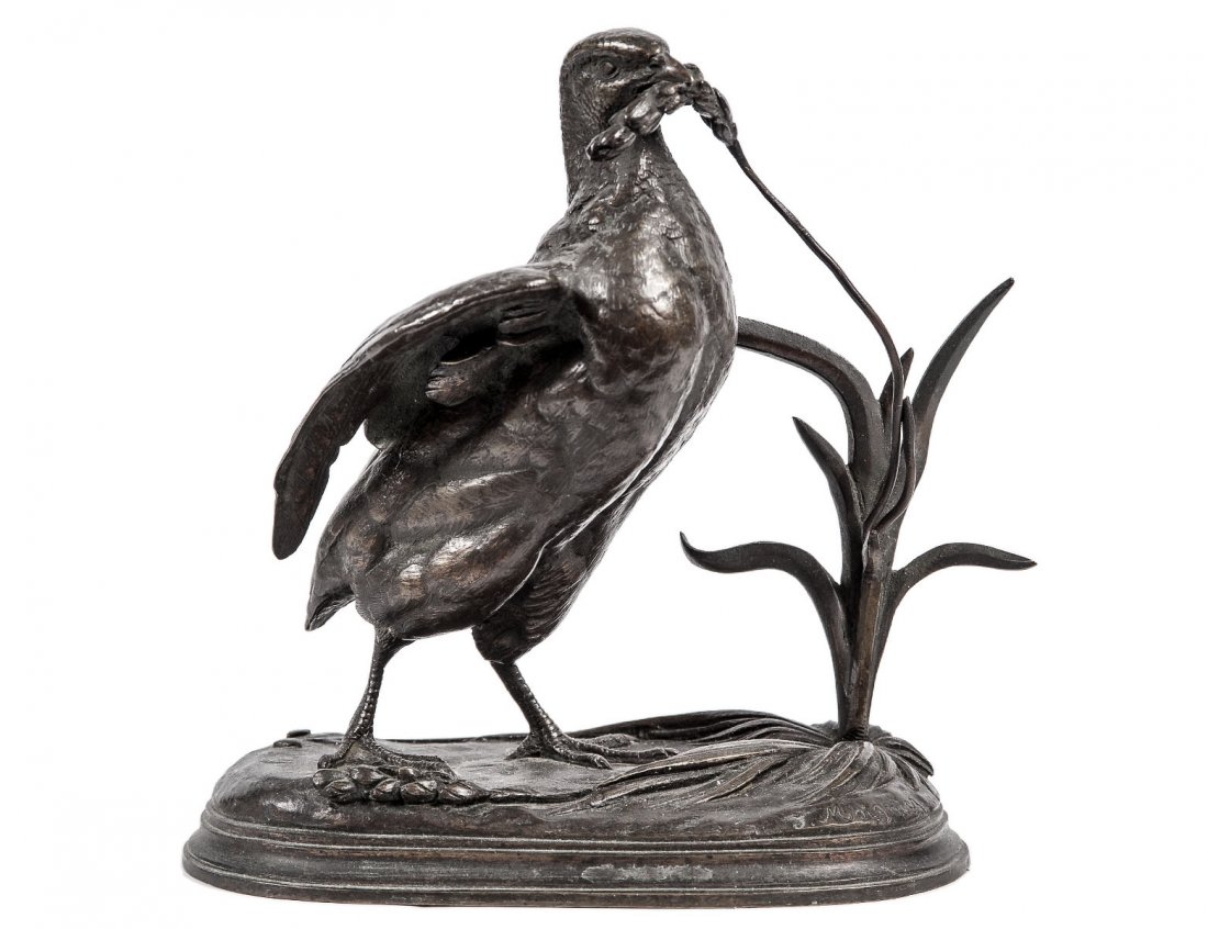 JULES MOIGNIEZ (French. 1835-1894): Partridge”. Signed J. Moigniez. Bronze with Brown Patina. Height 7 1/8”. (700/900)