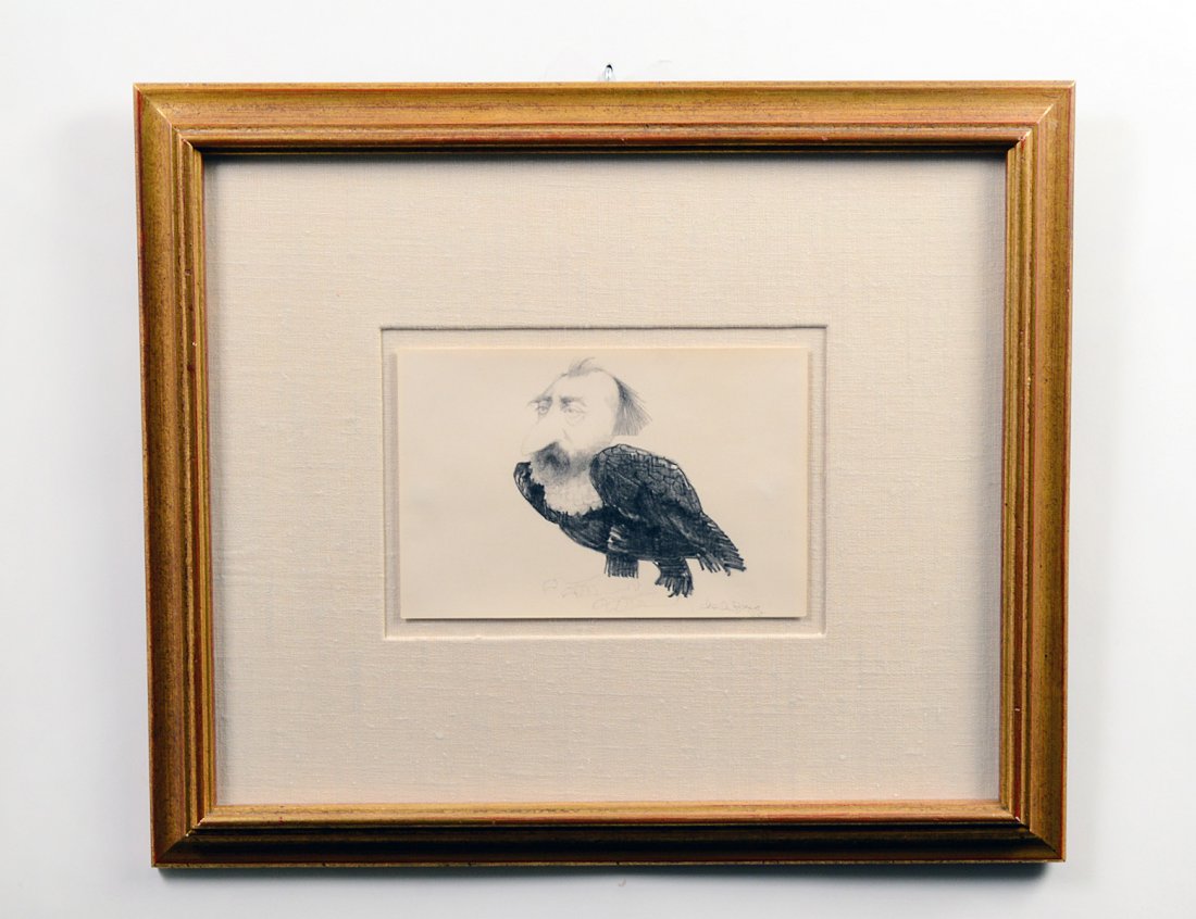 CHARLES BRAGG (American. Born 1931): "Untitled". Signed in pencil l/r. Graphite on Paper. Sheet measuring 6" by 9". Framed behind Plexiglas. (Cond: good) (200/300)