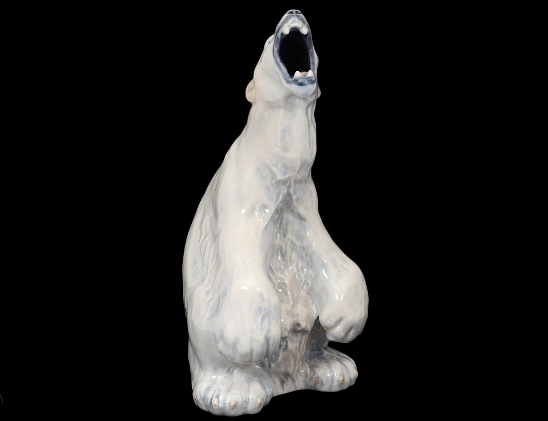 ROYAL COPENHAGEN PORCELAIN POLAR BEAR: Danish. Printed factory marks and No. 502. Height 12 1/2". (200/300)