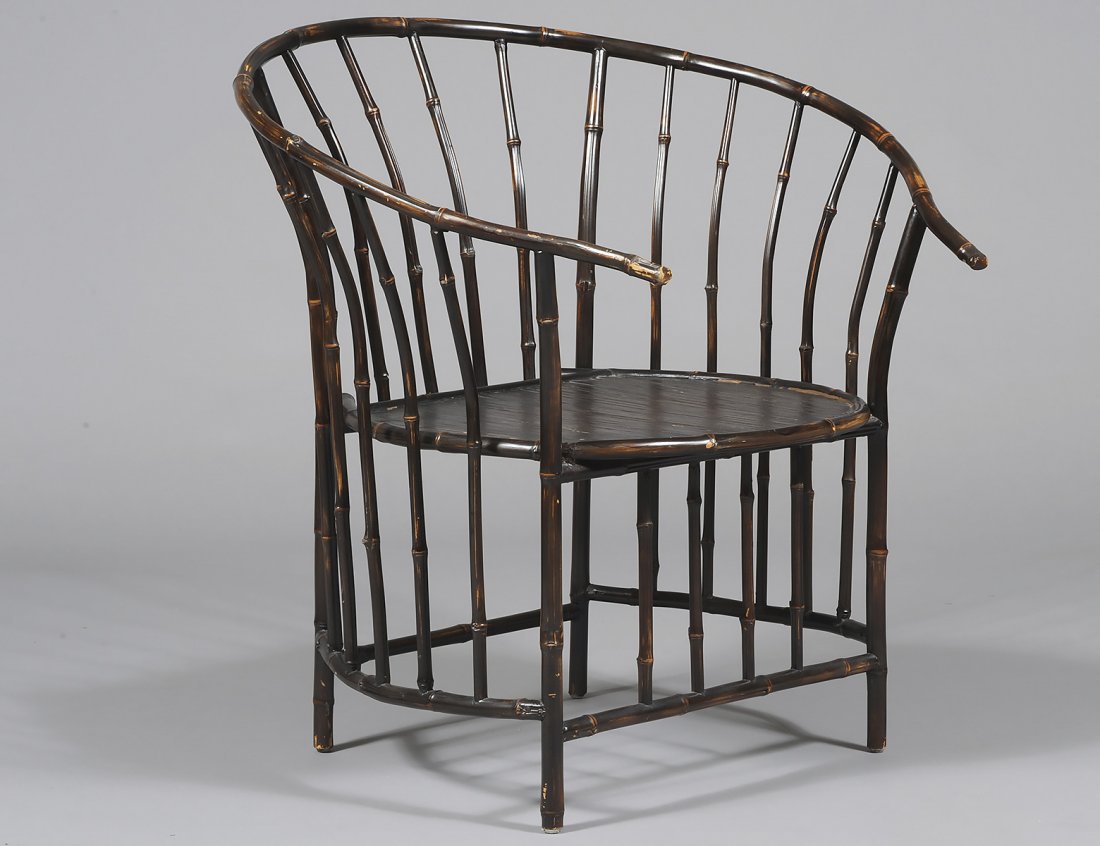BAMBOO "WINDSOR" ARM CHAIR: Chinese. Circa 1965. (250/300)