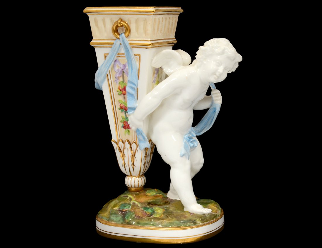 MINTONS PORCELAIN FIGURAL VASE: English. Circa 1910. Printed factory mark. Height 7 1/2". (200/300)