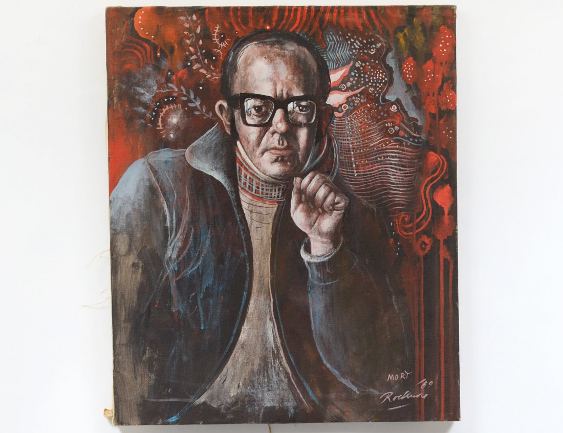 NOEL ROCKMORE (American. 1928-1995): "Portrait of a Mort". Signed, titled and dated '69 l/r. Oil on Canvas. Measuring 24" by 20". Unframed. (Cond: could use cleaning, otherwise good) (1000/1500)
