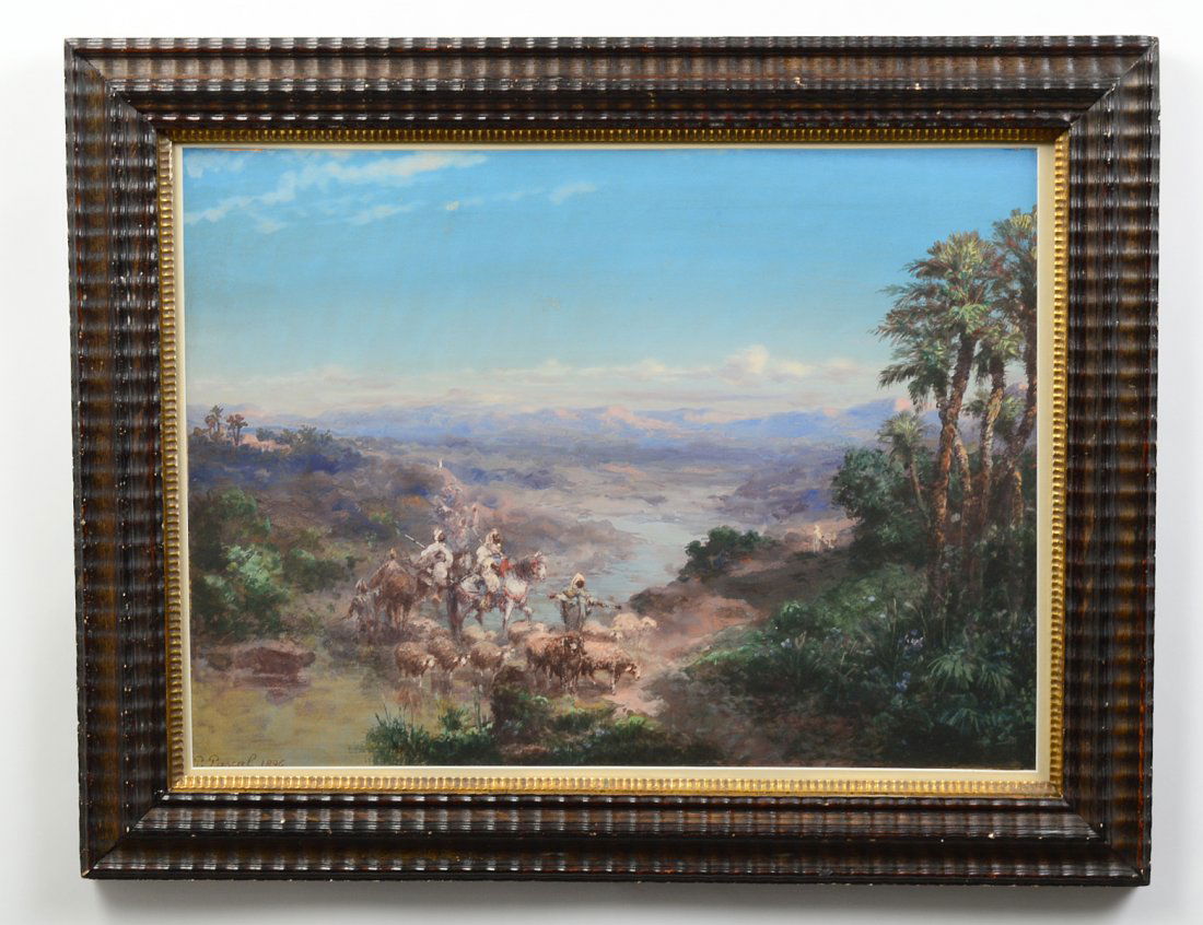 PAUL PASCAL (Spanish. 1832-1903): "Arabian Scene". Signed l/l. Watercolor. Measuring 24" by 17 1/2". Carved baroque style frame, behind glass. (Cond: good) (1500/2000)