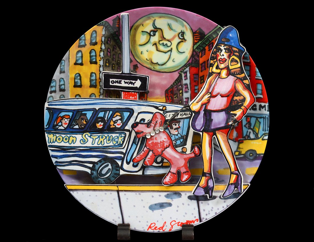 RED GROOMS PORCELAIN "MOON STRUCK" PLATE: 1994. Limited Edition. No. 795. Signed twice. Diameter 10 1/4". (100/150)
