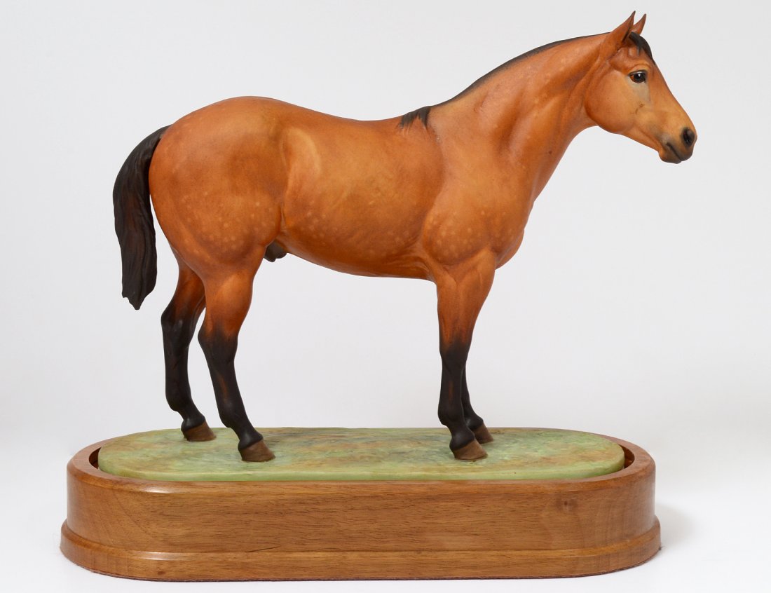 ROYAL WORCESTER PORCELAIN "AMERICAN REGISTERED: English. 1962. Modeled by Doris Lindner. Limited Edition No. 248/500. Length 10". With fitted wood base. (200/300) With Certificate