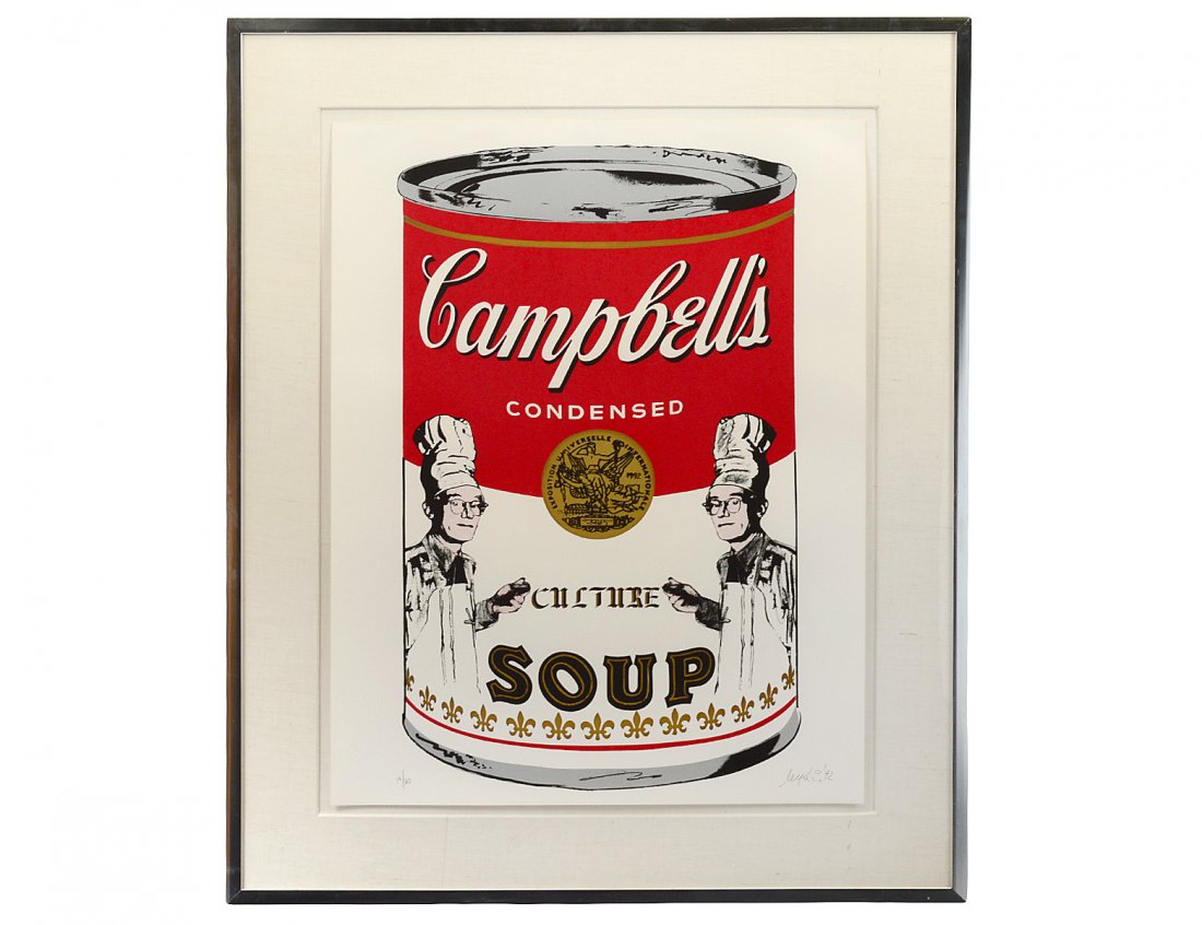 MICHAEL McKENZIE (American. Born 1953): "Culture Soup". Signed, dated 1992 and numbered 19/30. Lithograph. Measuring 26" by 19". Framed under glass. (Cond: good) (500/800)