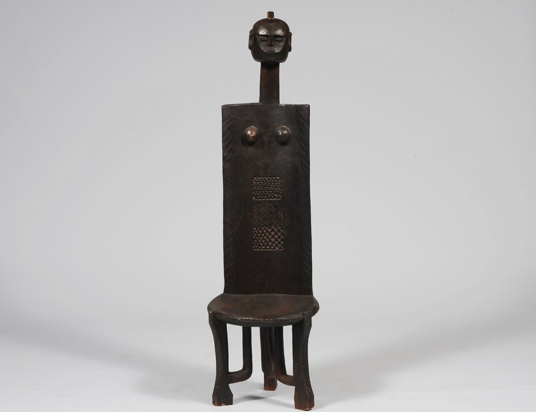 AFRICAN SCHOOL: "Untitled". Wood Chair. (800/1000) Provenance: Gift of Grace Hokin, Hokin Gallery, Palm Beach.
