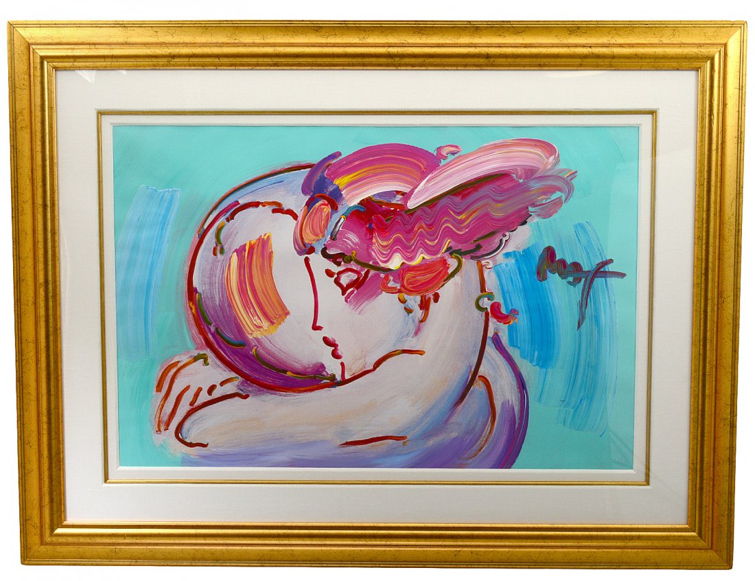 PETER MAX (American. Born 1937): "Peace 2000: I Love the World". Signed u/r and dated 2006. Mixed Media with Acrylic and Color Lithography on Paper. Measuring 24" by 36". Framed under Plexiglas. (Cond: good) (2500/3000) Provenance: P