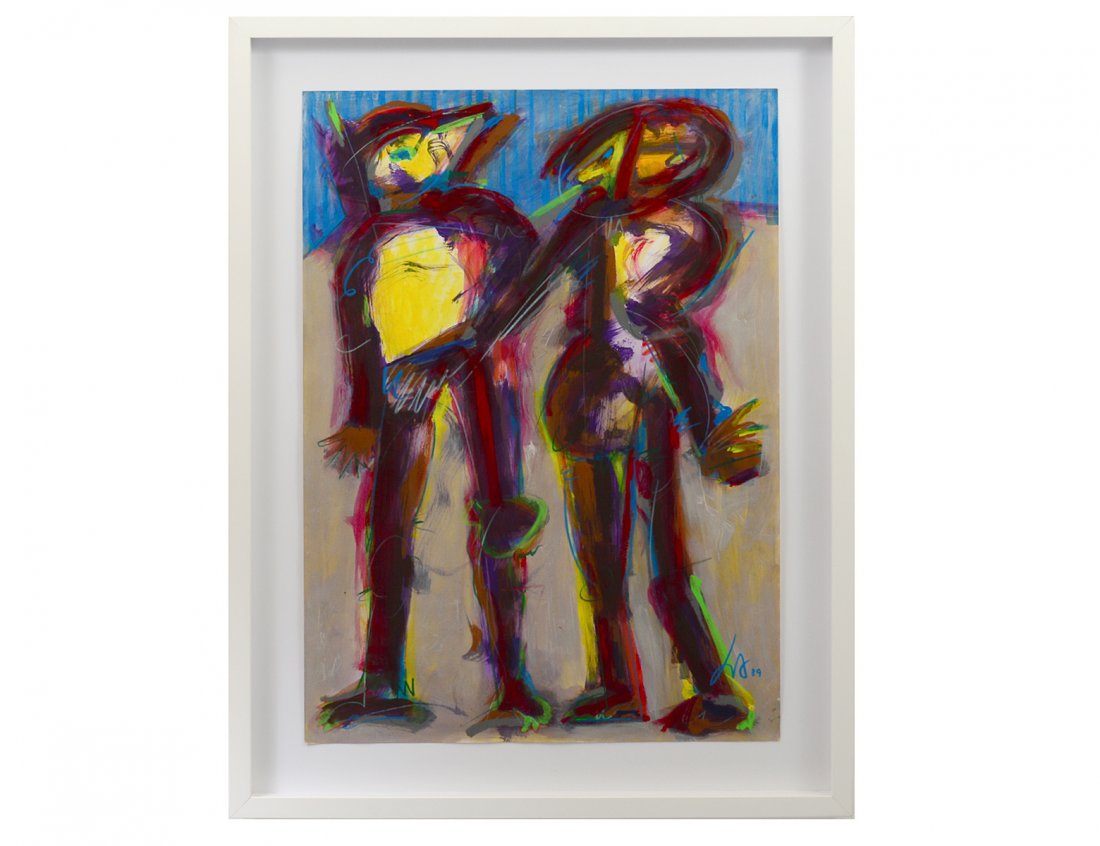 IVALD GRANATO (Brazilian. Born 1949): "Guarujo". Signed and dated '89 l/r. Verso signed, titled and dated by the artist. Acrylic and Oil on Paper. Measuring 19 1/2" by 27 1/2". Framed under Plexiglas. (Cond: good) (10000/15000)