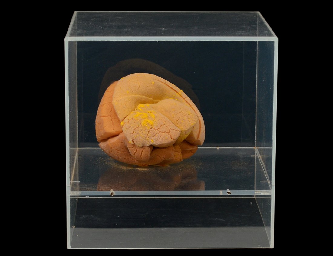 JOHN CHAMBERLAIN (American. 1927-2011): "Untitled". Dated 1970. Urethane Foam, Cord and Paint. Height 6". Width 6". Depth 6". (6000/8000) Exhibited: Marfa, Texas, The Chinati Foundation, John Chamberlain Foam Sculptures (1966-1979) 2005-200