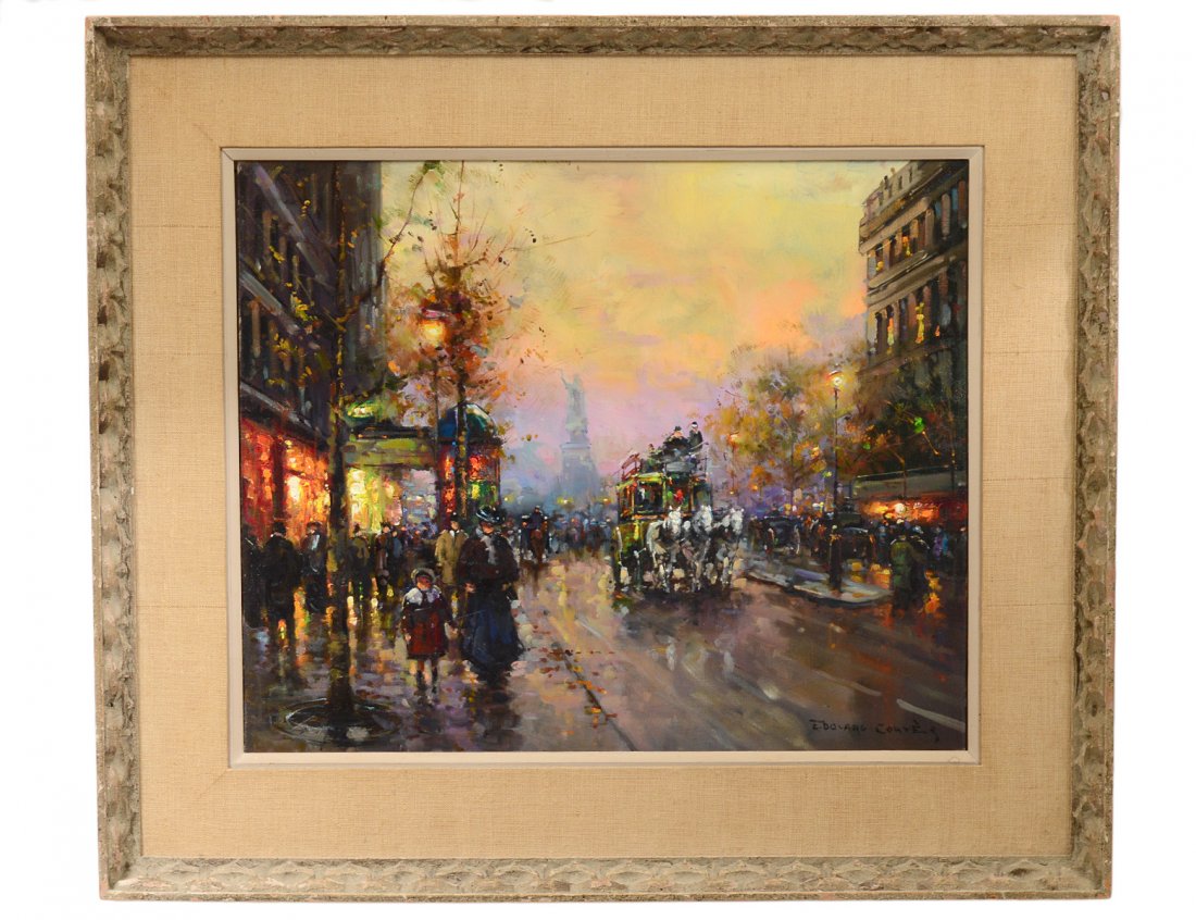 EDOUARD LEON CORTES (French. 1882-1969): "Place de la Republique". Signed l/r. Oil on Canvas. Measuring 17 1/2" by 21 1/4". Framed. (Cond: good) (15000/20000)