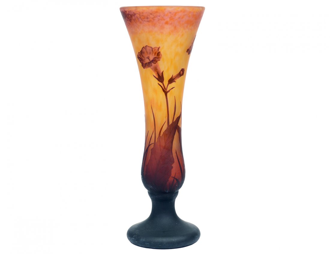 DAUM NANCY CAMEO GLASS "TOBACCO" VASE Apr 27, 2015 AGOPB in FL