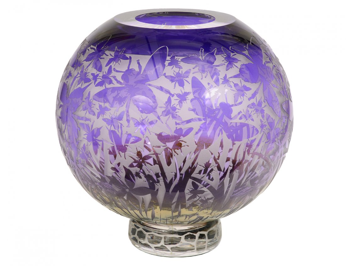 DUNCAN McCLELLAN (American. 20th Century): "Insect Collage Vase". Signed. Art Glass. Height 12 3/4". (5000/7000)