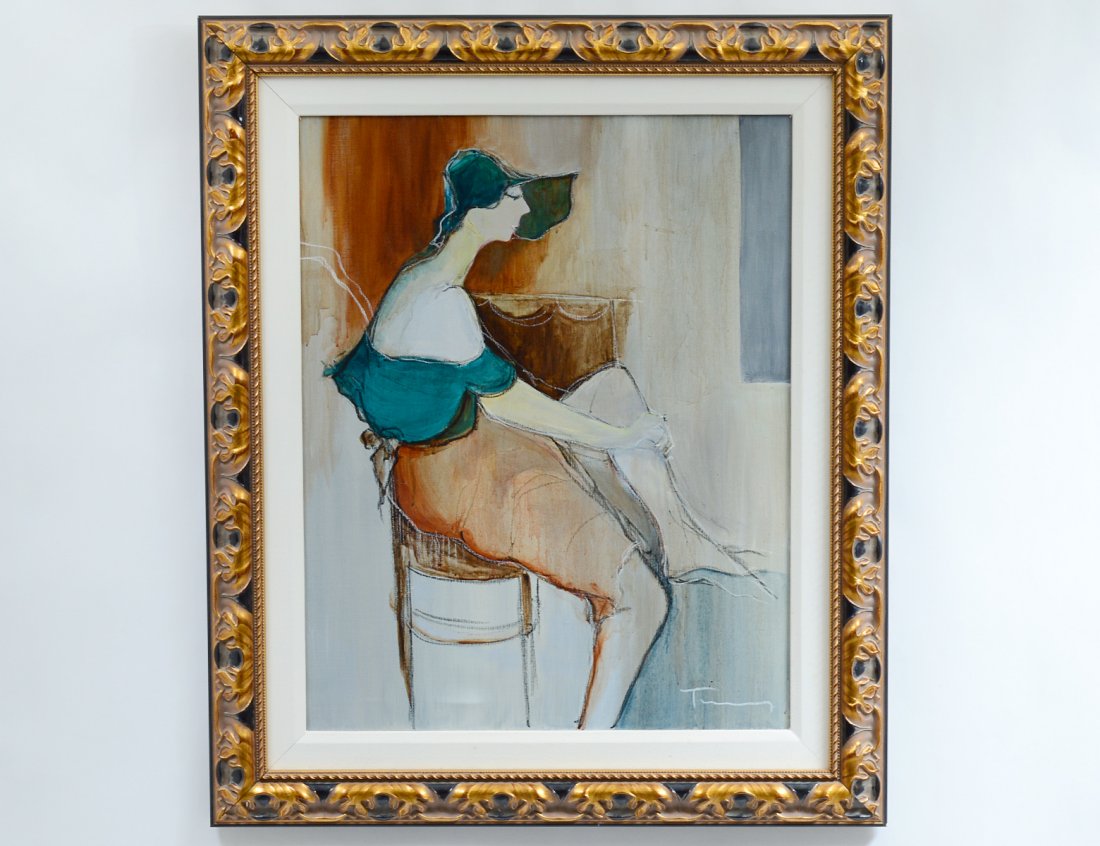 ITZCHAK TARKAY (Israeli. 1935-2012): "Days of Old". Signed l/r an dated 2005. Verso bears registration #155342. Acrylic on Canvas. Measuring 28" by 22". Framed. (Cond: good) (4000/6000)