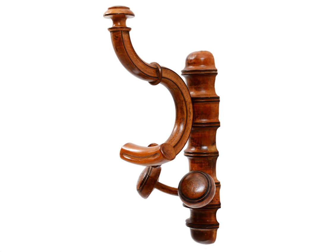 VICTORIAN BAMBOO COAT HOOK: English. 19th Century. Height 14". (50/80)