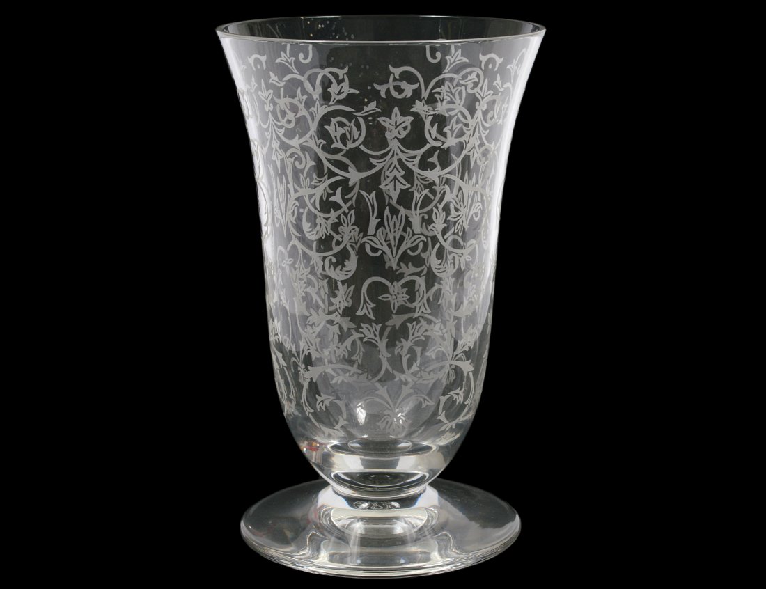 FOOTED ETCHED BACCARAT VASE (1 of 3)