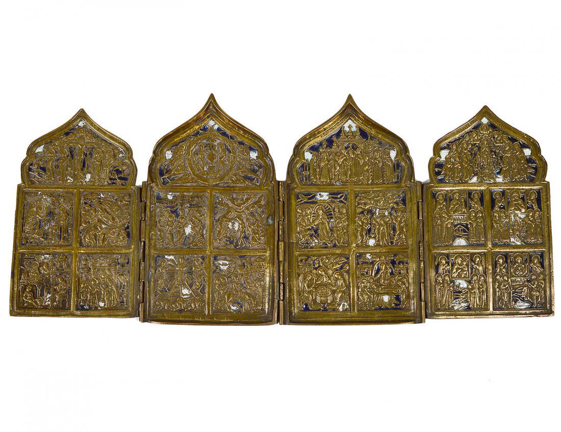 RUSSIAN FOUR FOLD BRASS TRAVELING ICON (1 of 5)