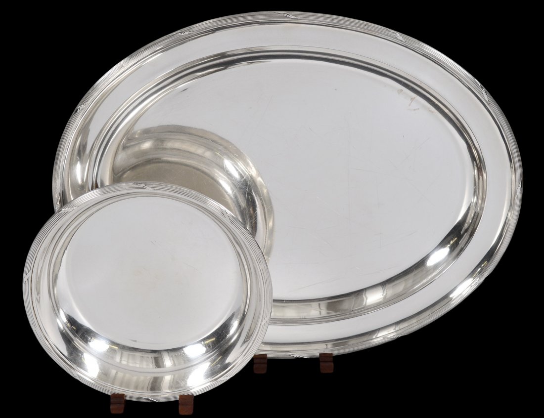 SHEFFIELD PLATED SERVING TRAY AND BOWL (1 of 2)