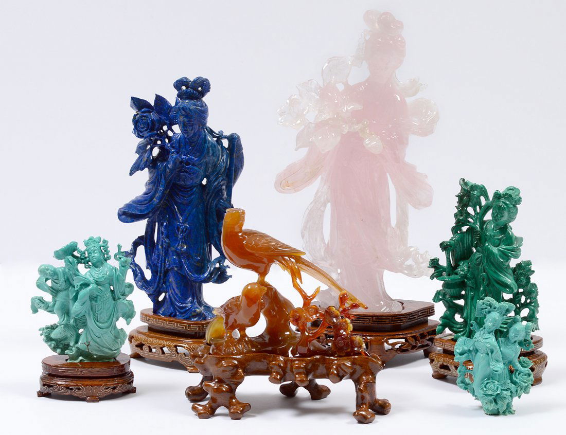 GROUP OF SIX HARDSTONE CARVINGS (1 of 10)