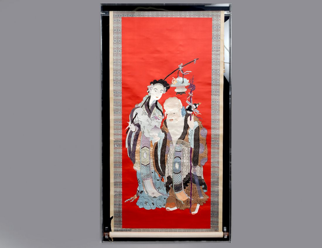 CHINESE SILK EMBROIDERY SCROLL (1 of 4)