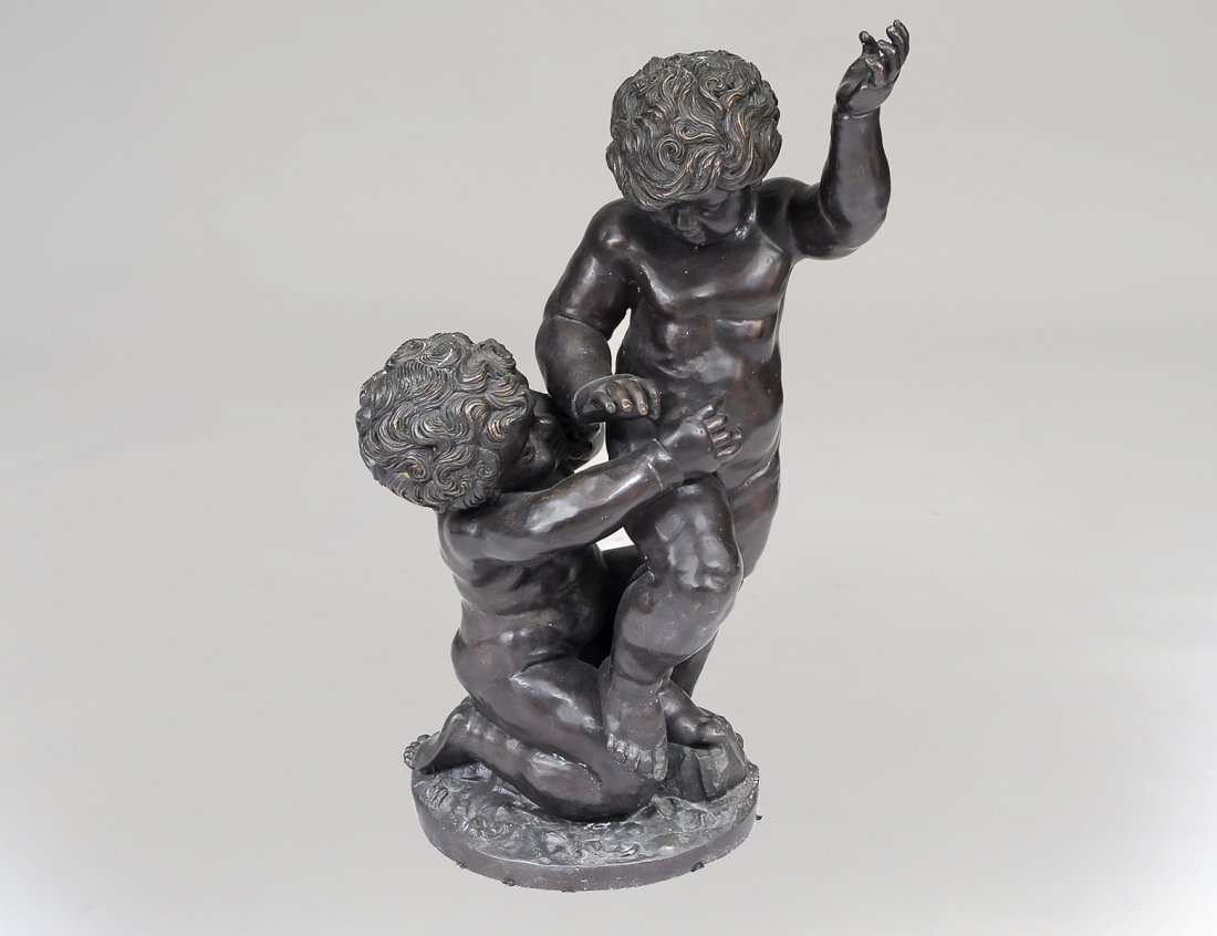 REPRODUCTION BRONZE GROUP OF TWO CHERUBS (1 of 4)