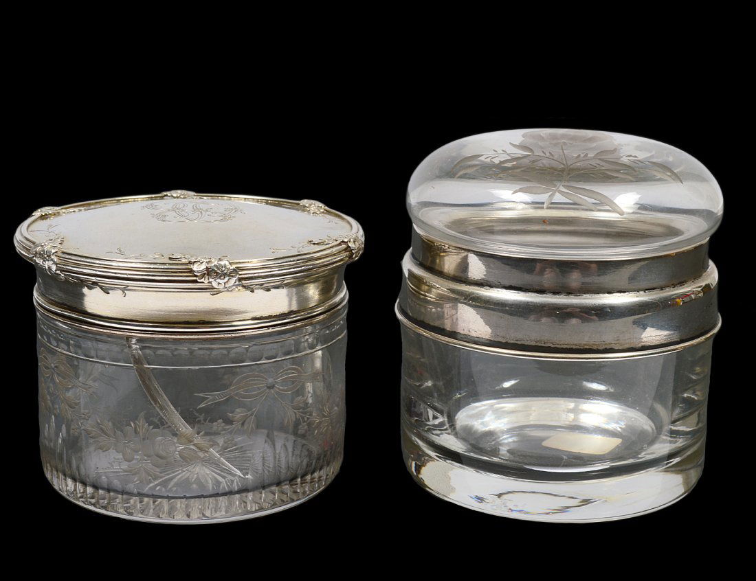TWO COVERED VANITY JARS (1 of 4)