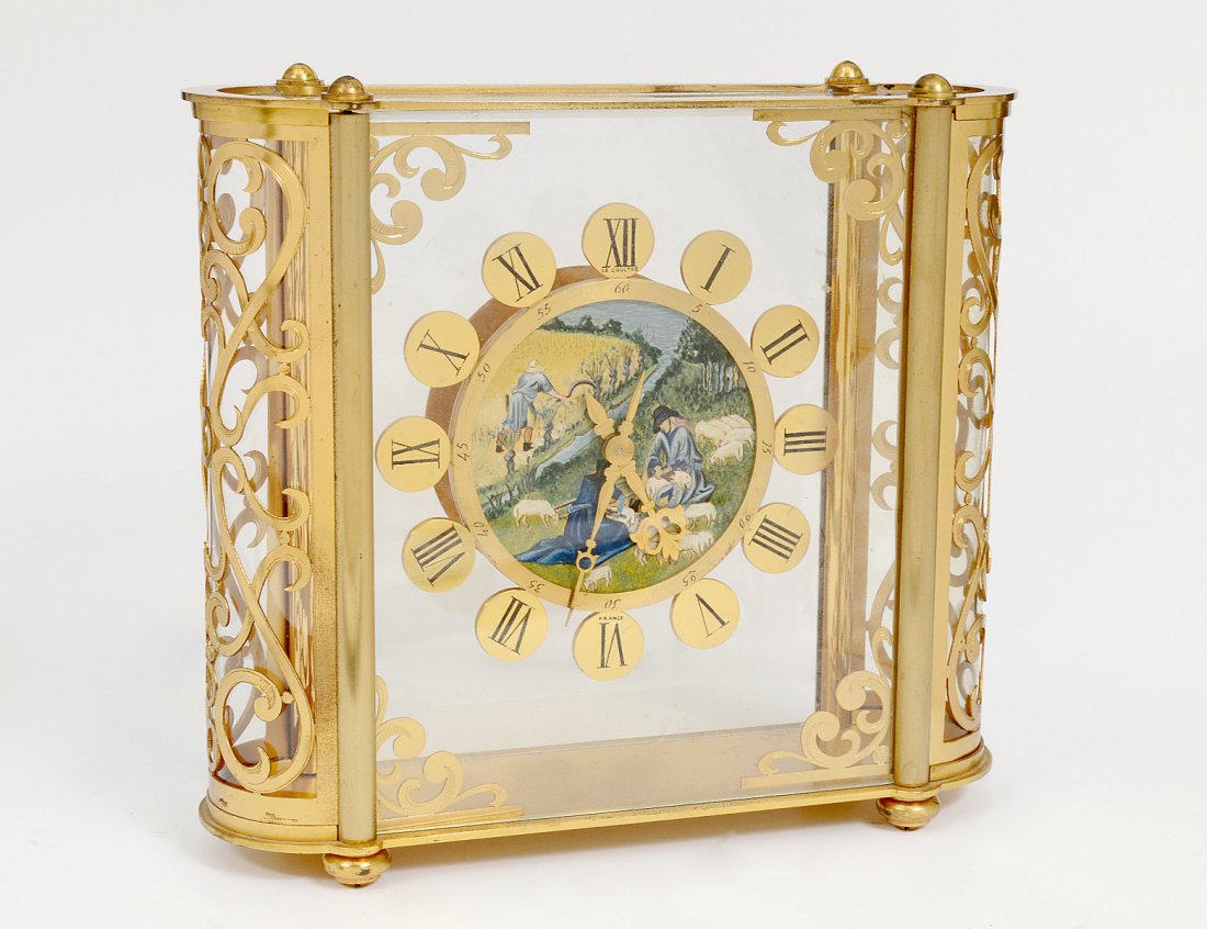 LE COULTRE BRASS AND GLASS CASED CLOCK (1 of 4)