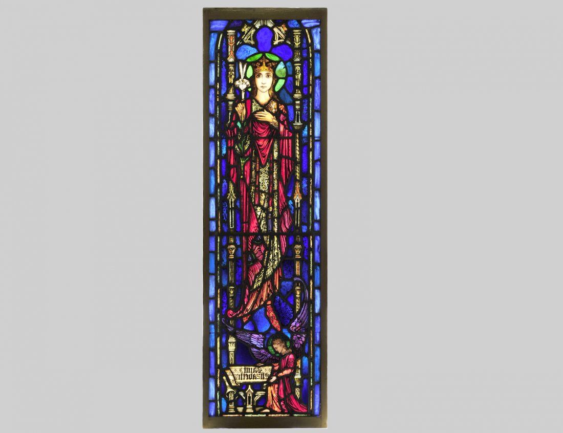 LEADED STAINED GLASS PANEL "SAINT ELIZABETH" (1 of 4)