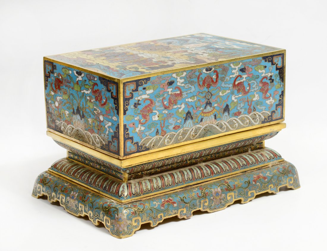 VERY FINE GILT BRONZE AND CLOISONNE ENAMAL INKSTONE (1 of 10)