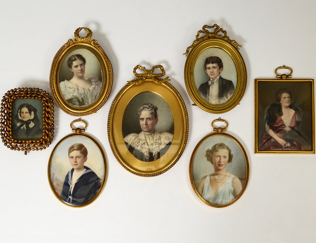 GROUP OF SEVEN MINIATURE PAINTINGS ON IVORY (1 of 9)