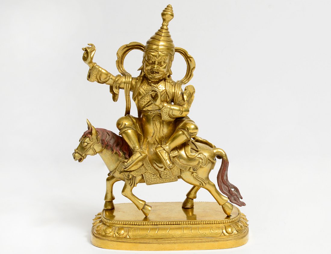 GILT BRONZE BUDDHIST FIGURE OF PALDEN IHAMO (1 of 7)