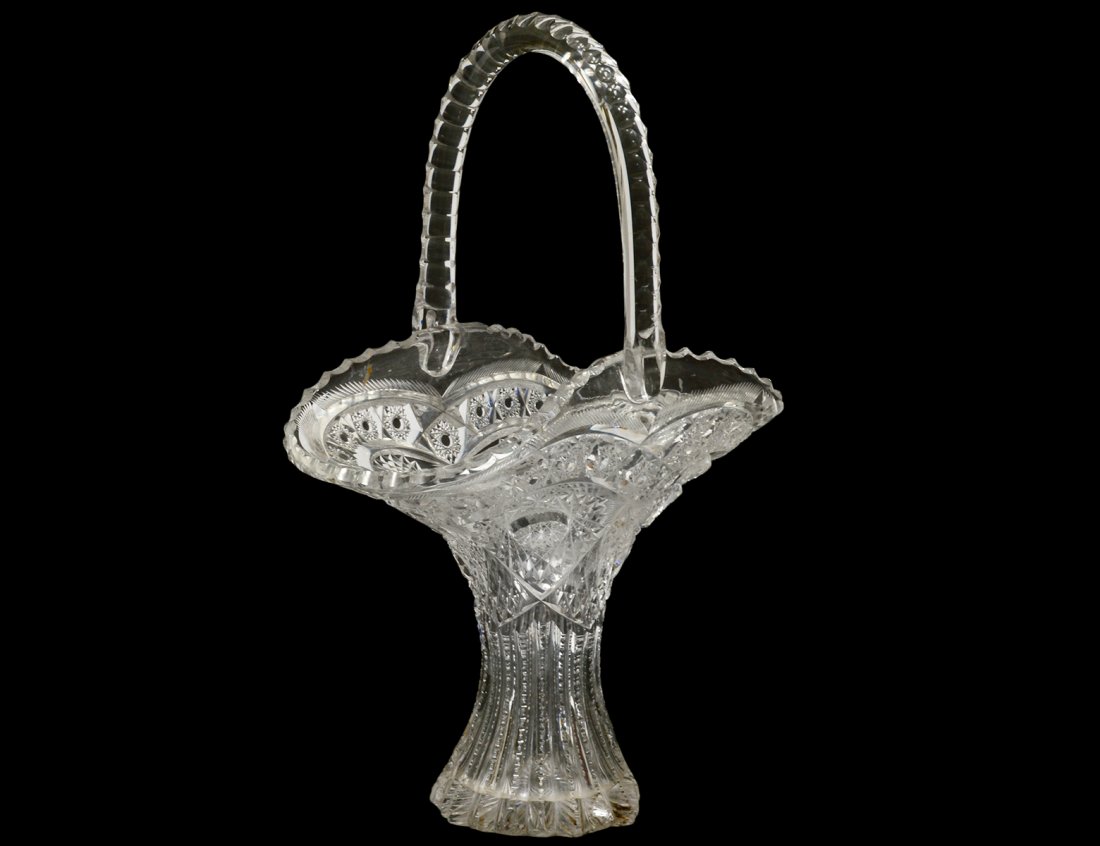 BRILLIANT CUT GLASS BASKET (1 of 5)