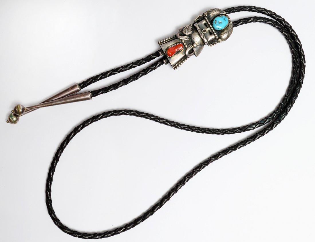 NATIVE AMERICAN STERLING SILVER BOLO TIE (1 of 3)