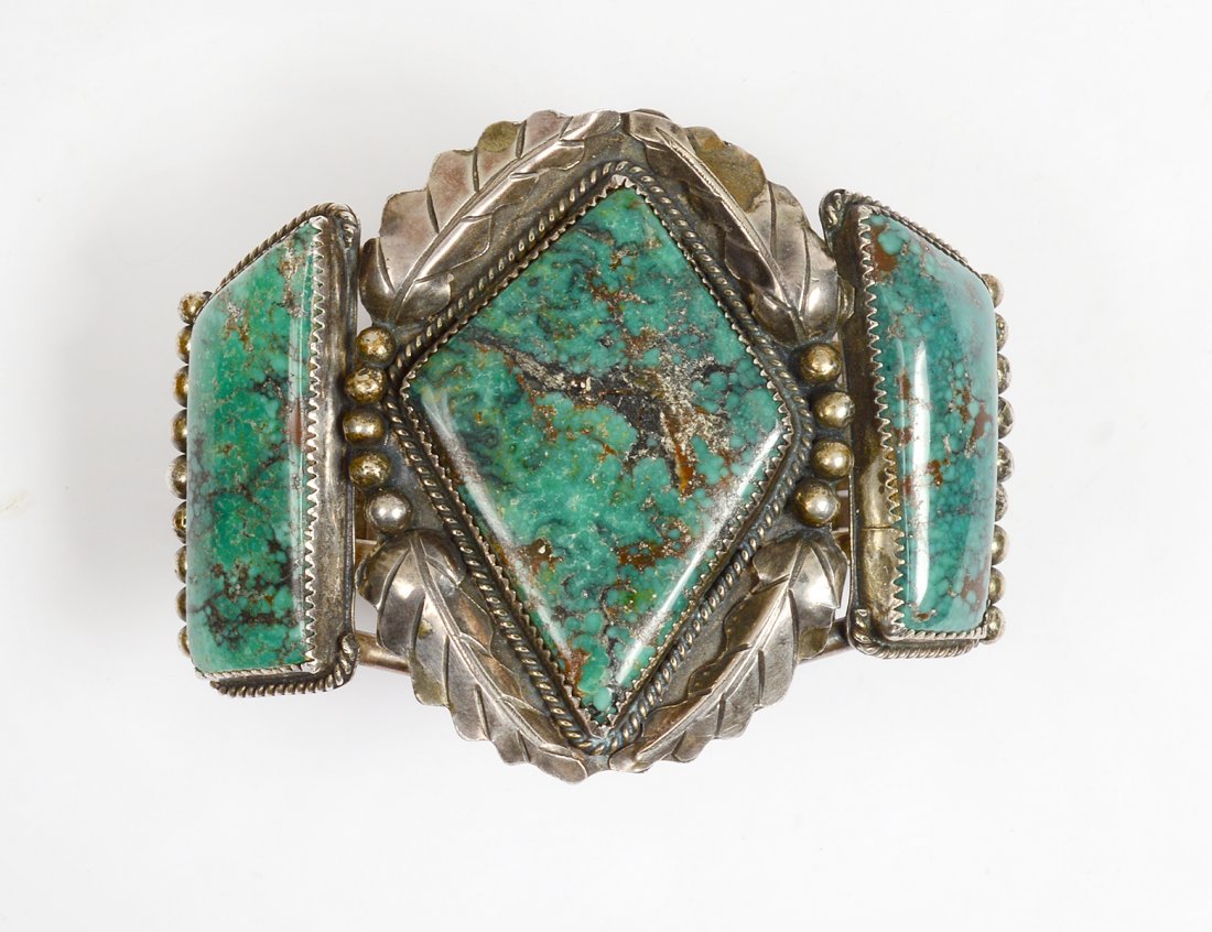 NATIVE AMERICAN STERLING SILVER OLD PAWN CUFF BRACELET (1 of 5)