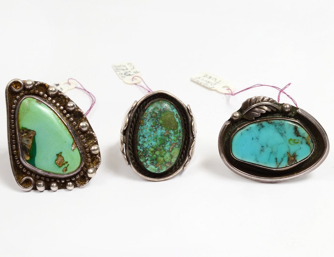 GROUP OF THREE NATIVE AMERICAN STERLING SILVER RINGS (1 of 4)