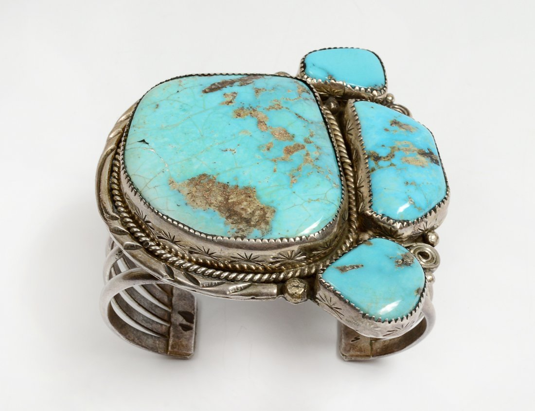 NATIVE AMERICAN STERLING SILVER OLD PAWN CUFF BRACELET (1 of 3)